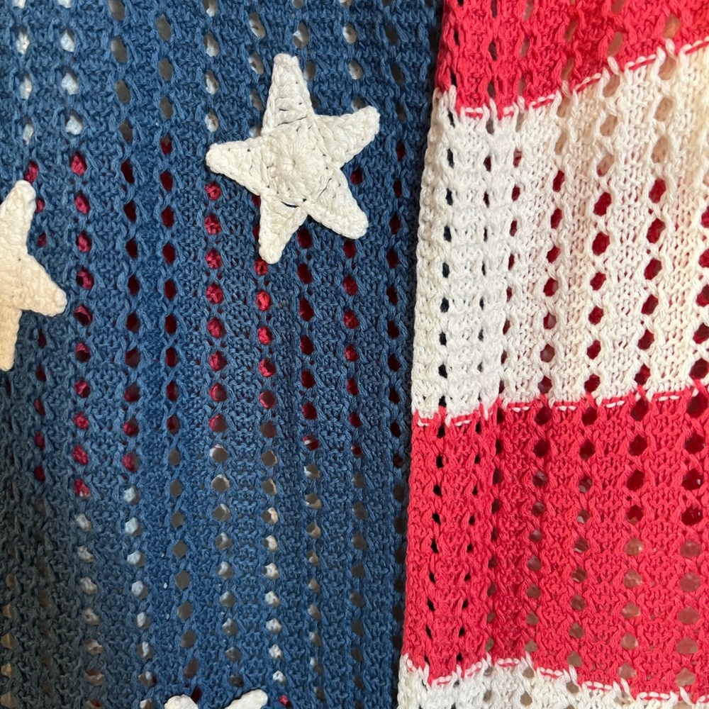 BiBi Red and White Cardigan Sweater with Patriotic Design - Picture 7 of 7